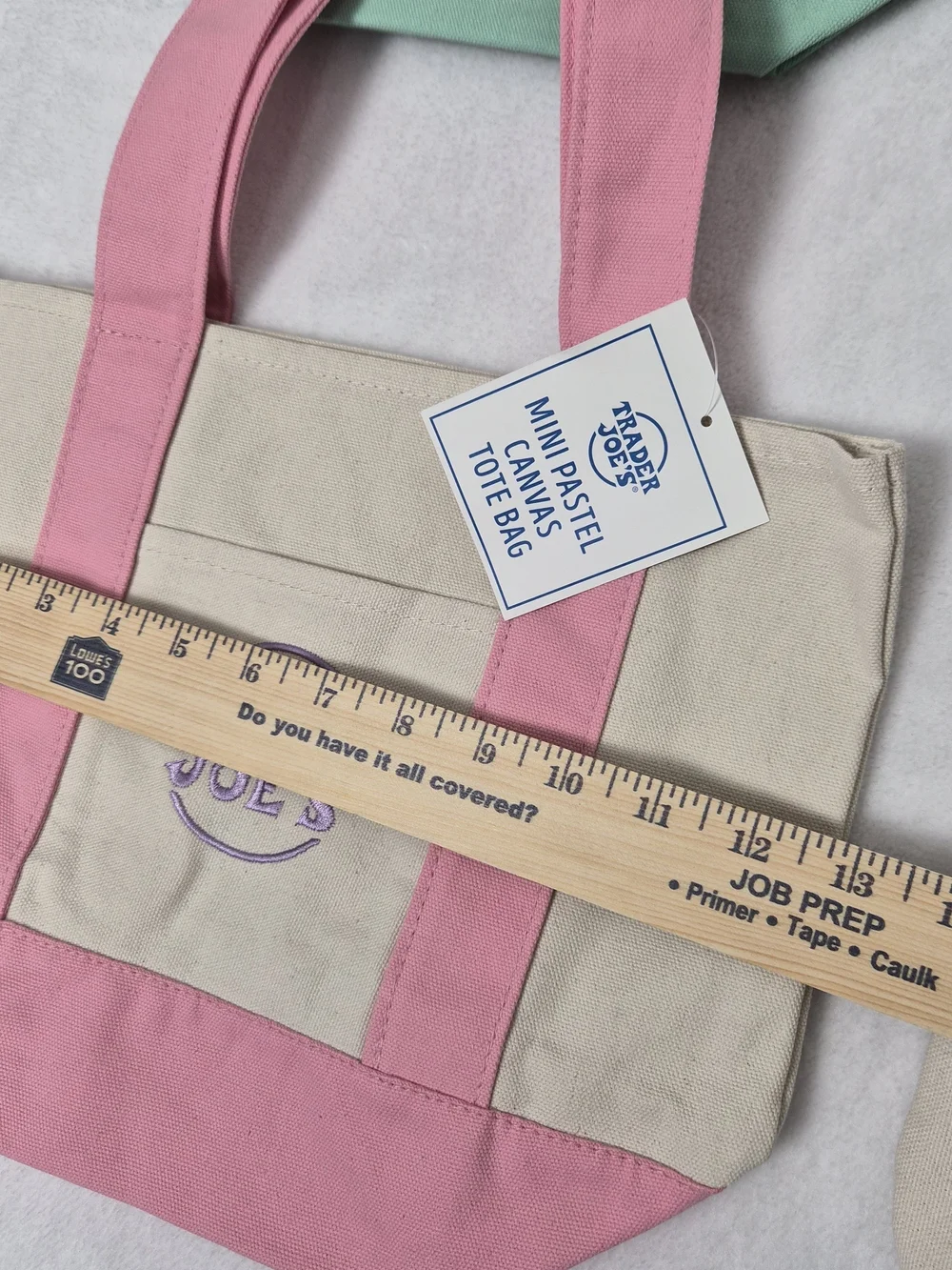 NWT Trader Joe's Mini Pastel Canvas Tote Bag Set of 4 Limited Spring Edition Top